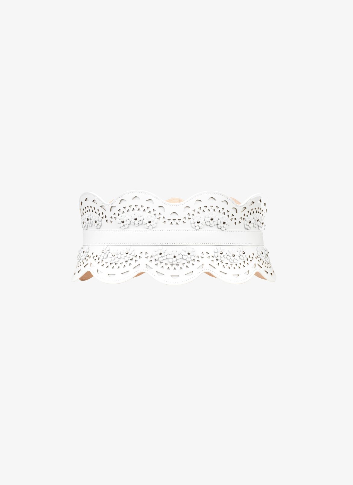 CORSET CUIR LUX NEW VIENNE FLEUR OPTICAL WHITE ALAÏA ホワイト  CORSET CUIR LUX NEW VIENNE FLEUR OPTICAL WHITE